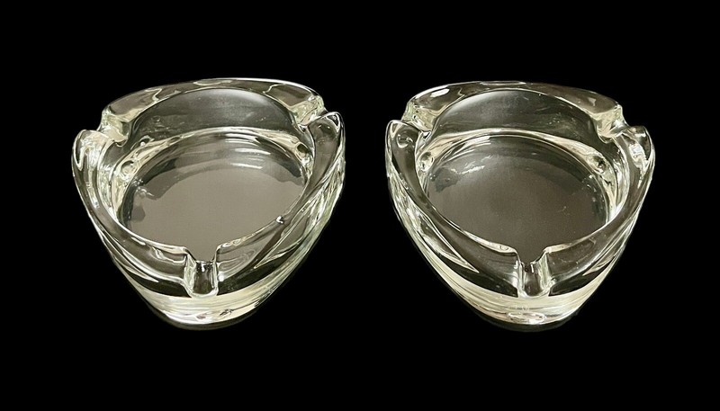 2 – Clear Glass Triangle Cigarette Ashtray Rounded Corners 3.5” Trinket Dish
