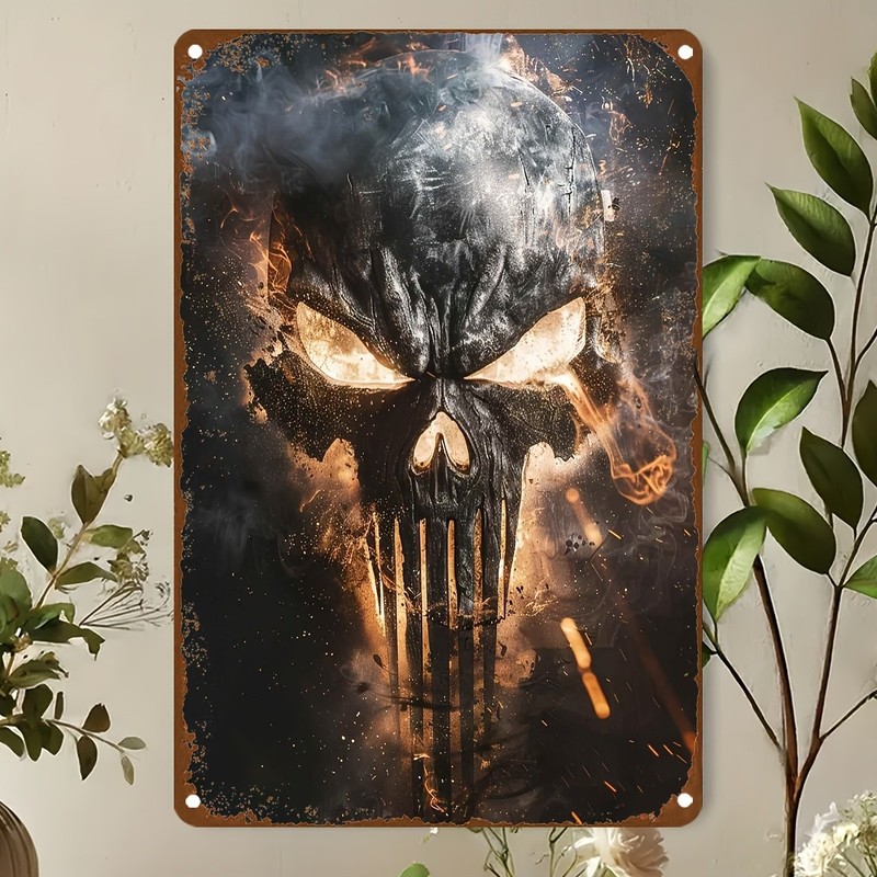 Marvel Punisher Flame Skull Metal Tin Signs, Wall Hanging Plaque and Decor, Suit gallery