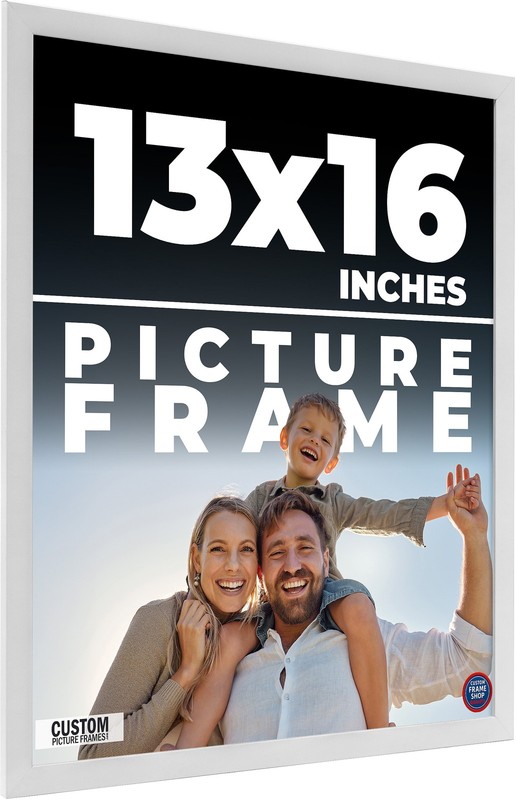 13×16 Frame White Real Wood Picture Frame Width 0.75 inches | Interior Frame Dep