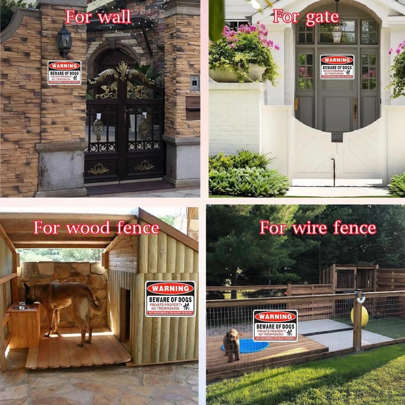 4 Pack Beware of Dog Sign,10x7 inch High Reflective Beware of Dog Signs fo gallery