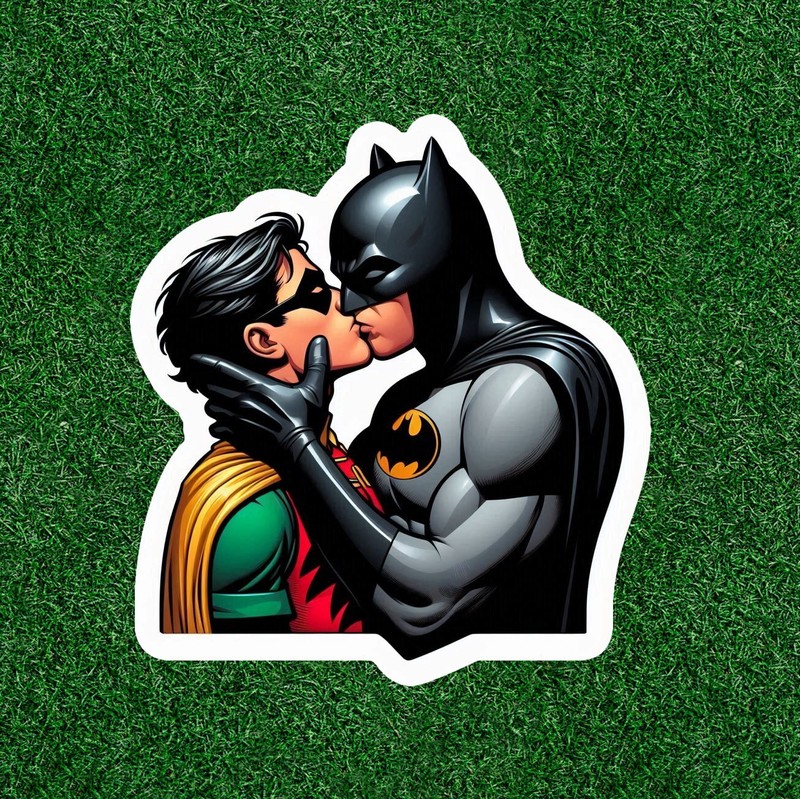 Batman kissing Robin vinyl sticker decal – Several Sizes Available