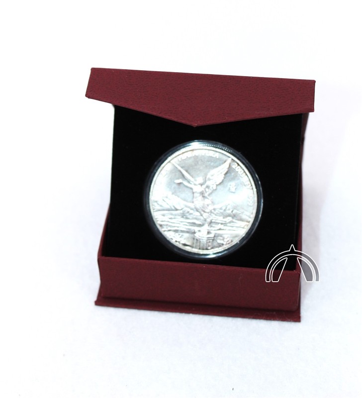 Burgundy Box | Mexican 1oz Silver Libertad in Direct Fit Air Tight Coin Capsule