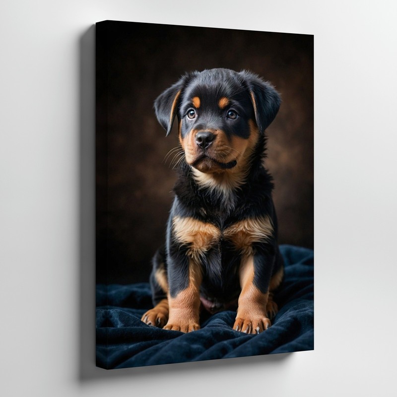 Cute Rottweiler Puppy Canvas Wall Art Print Animal Dog Lover Gift Decor Artwork