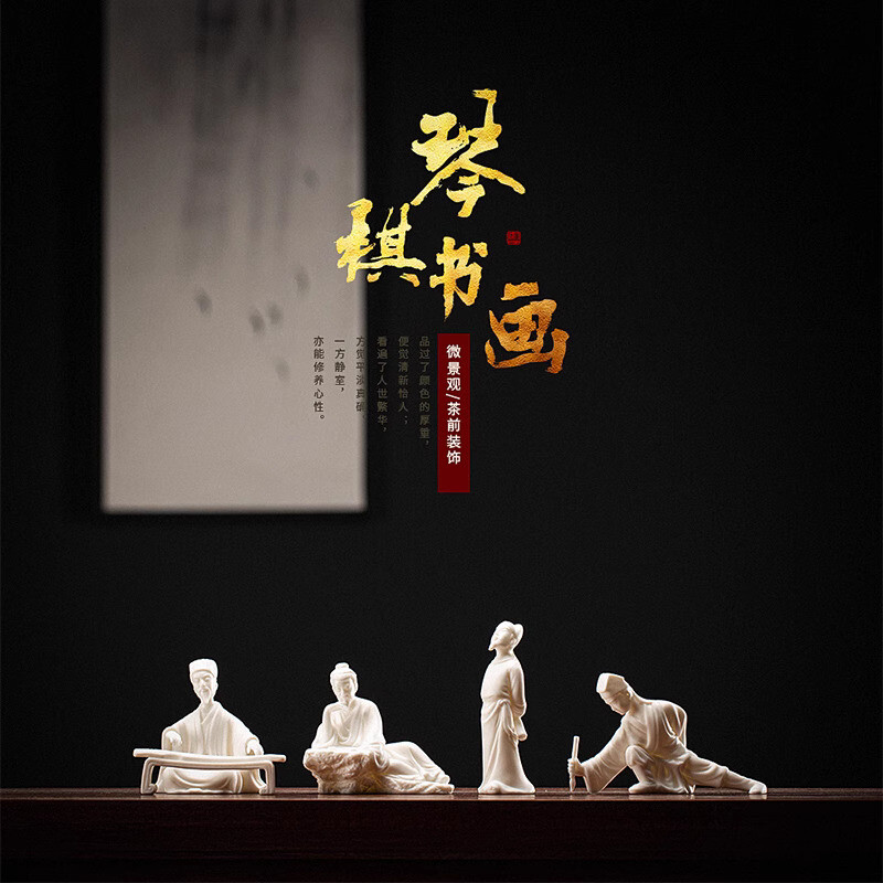 Creative White Porcelain Historical Figures Ornament Li Bai Zen Home Decoration gallery
