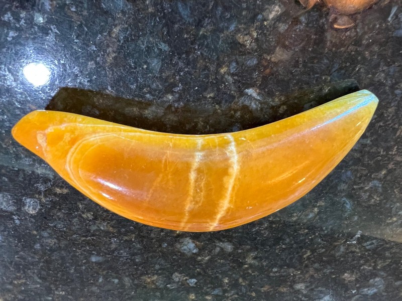 Polished Alabaster Marble Stone Paperweight Fruit – Banana 6″ Vintage