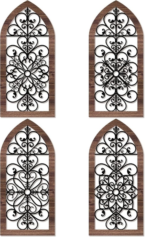 4 Pieces Thicken Rustic Wood Wall Decor Arch Modern Farmhouse Wall Art Decor Woo