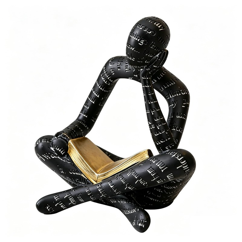 Bookshelf Decor Thinker Statue, Modern Decor for Shelves, Abstract Art Readin…