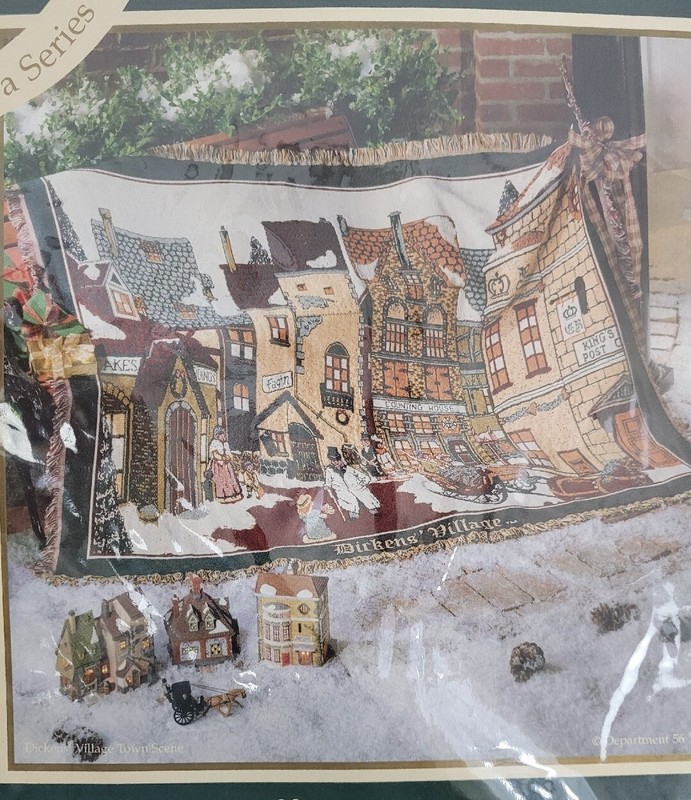 Vtg Dept. 56 Goodwin Weavers Dickens' Village 1st in Series Triple Woven Throw gallery