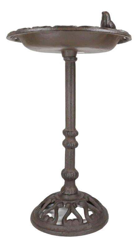 Rustic Cast Iron Bluebird Victorian Floral Bird Feeder Bath Garden Statue 14"H gallery