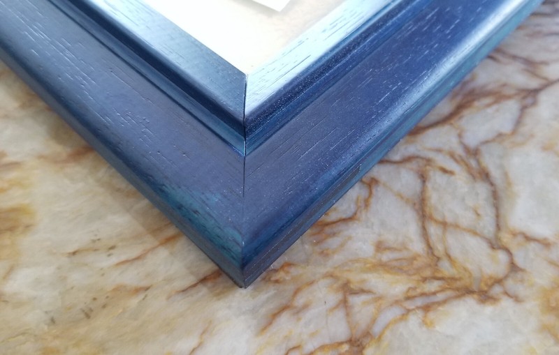 12x10 Blue 1 3/8" wide Solid Wood Frame, for 8x10 photo or 5x7 with included mat gallery
