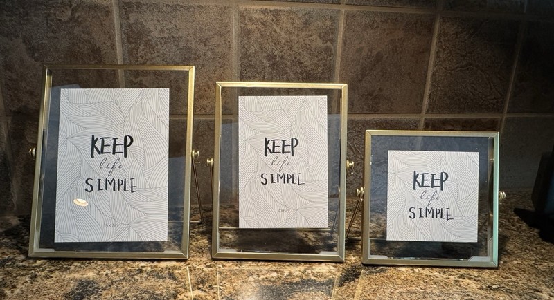 Gold Metal Floating Frames 6×6, 6×8, 7×9 Minimal Ornate Easel (Bundle of 3 size)