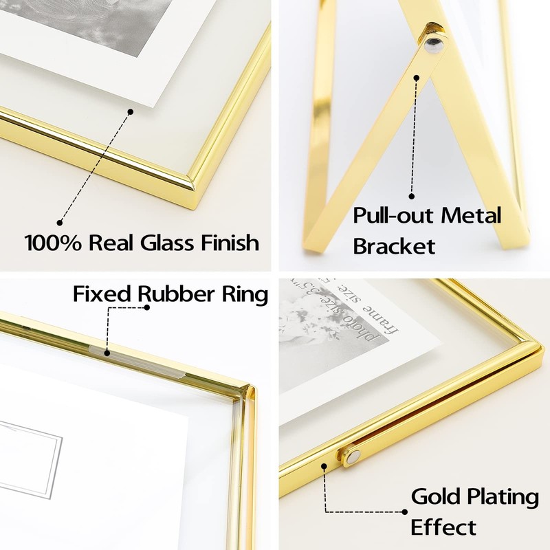 Gold Floating Frame (10x12inch,2 Pack), Picture Frame Hold 10x12in 8x10in 5x7... gallery