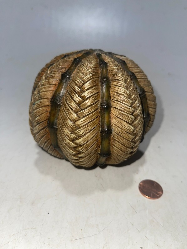Decorative Ball Sphere Orb Brown/Dark Brown Bamboo Wicker Textured 4″ Ceramic