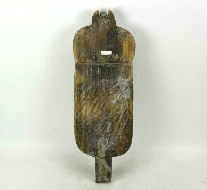 Tribal Mask Folk Art Carved Wood Aged Distressed Wall Hanging 20" Tall Indonesia gallery