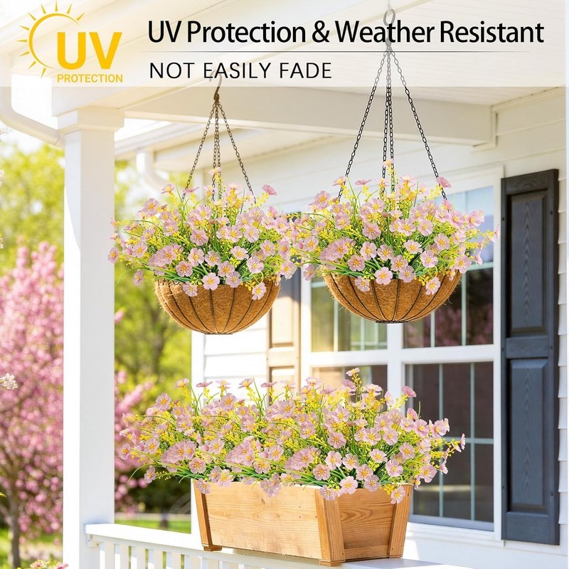 Adjustable 6-Bundle Outdoor Artificial Flowers - Resilient Light Purple Decor gallery