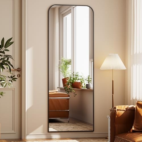 Full Length Mirror 65"x24" Arched Floor Standing Large 65"L x 24"W Black gallery