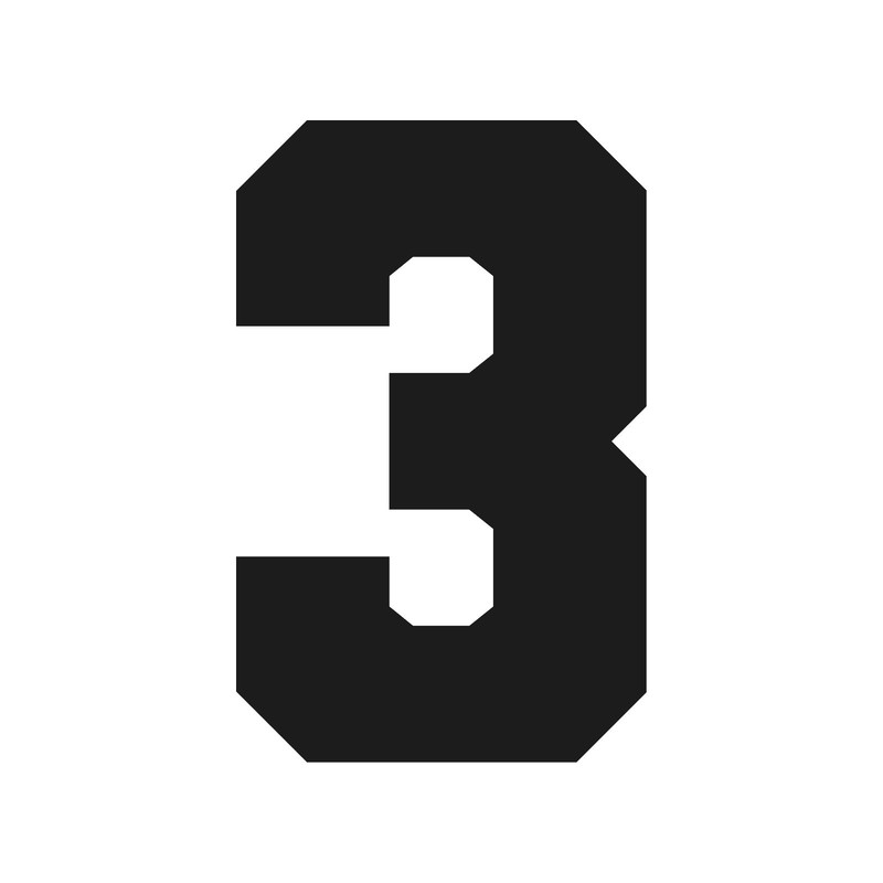 Number Three Varsity font Vinyl decal 3 bold sports font Sticker