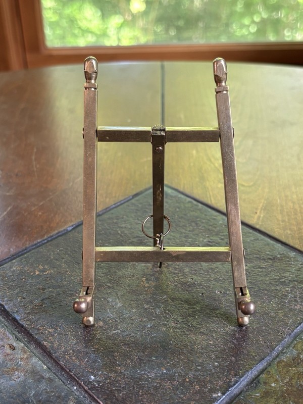 Vintage Solid Brass Mini Folding Art Easel Plate Picture Display Stand MCM