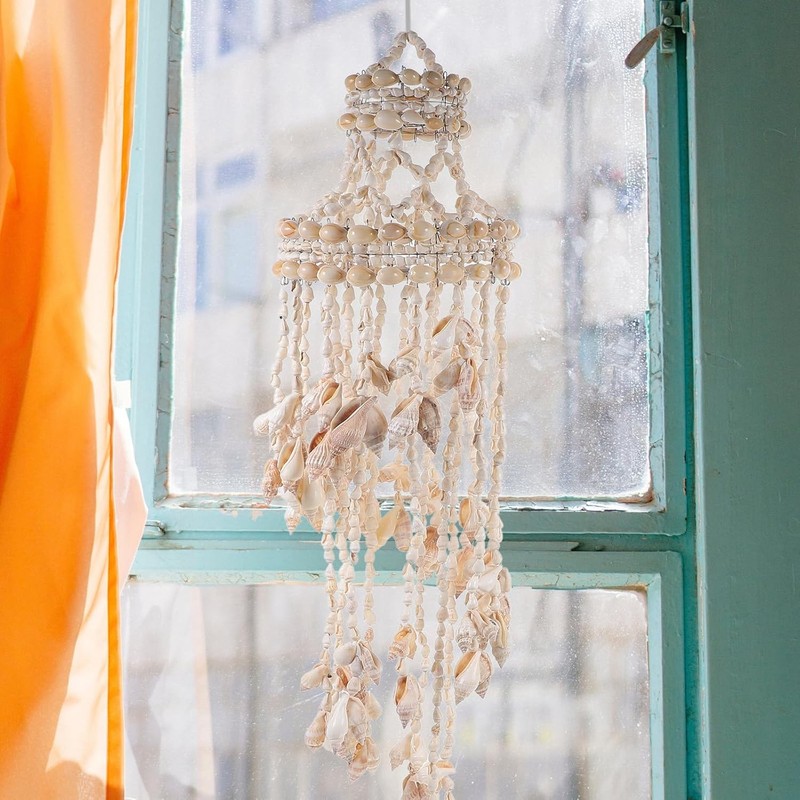 1Pc Natural Seashell Wind Chime, Handmade Shell Chandelier Decor, Indoor Outdoor gallery