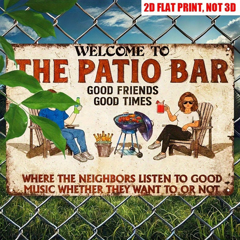 Welcome Patio Bar Sign Backyard Decor Beer Outdoor Bar Barbecue Metal Tin Signs gallery