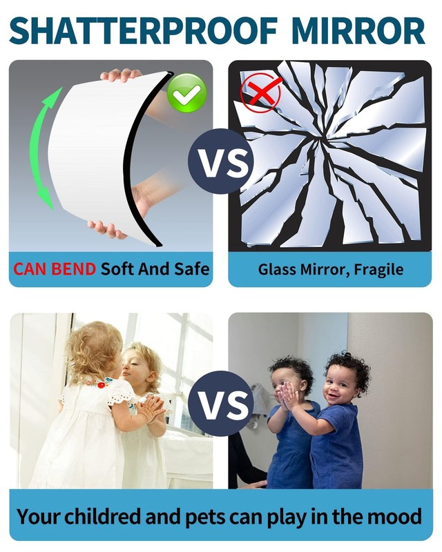 Unbreakable Full Length Mirror For Wall Mounted, Over The 40"L x 10"W, Silver gallery