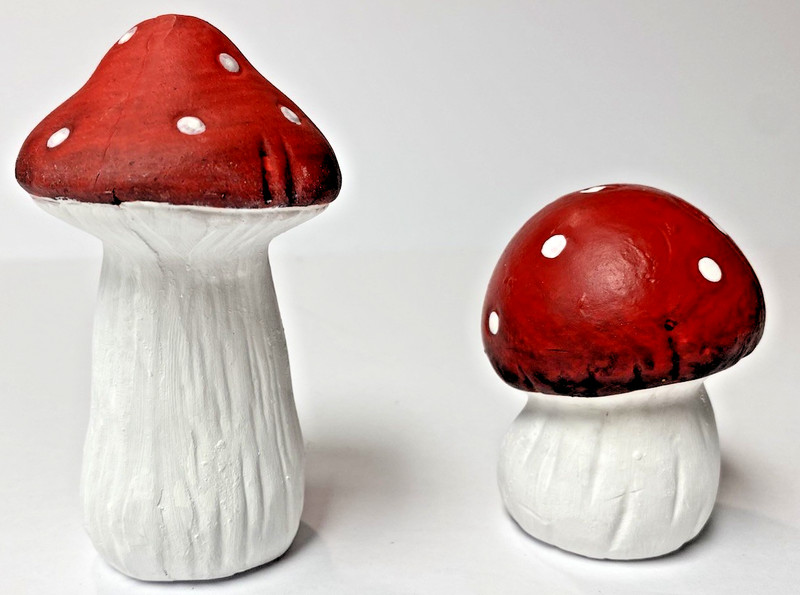 Hand Painted Terracotta Red Polka Dot Lodge Cabin Style Home Decor Mushrooms