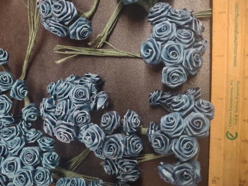 Mini Ribbon Roses, Teal Blue, 144 Pieces: Corsage, Bouquet, Millinery, Baskets