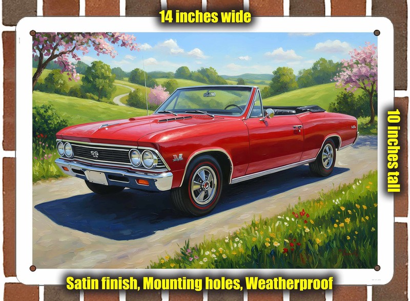 Metal Sign - 1966 Chevrolet Chevelle SS 14 Oil Painting - 14x10