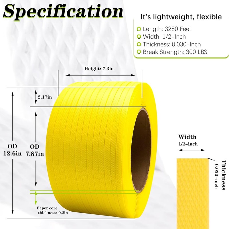 Poly Strapping, Packaging Banding Strap, Pallet Strapping Roll 3280' Length - Po gallery