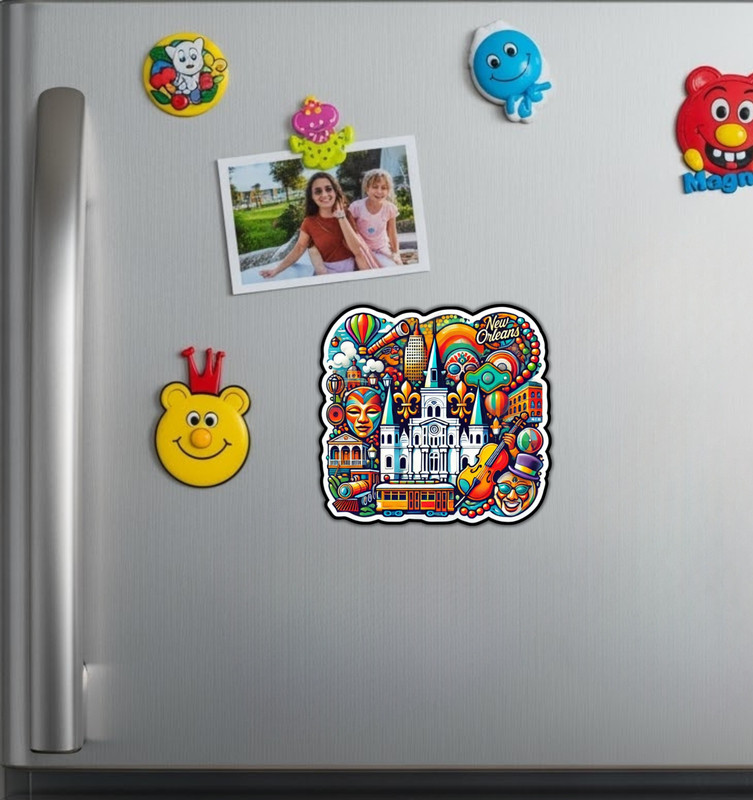 New Orleans Louisiana Fridge Magnet or Laptop Sticker