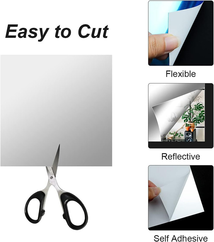10 Pieces Flexible Mirror Sheets, Self Adhesive Decorative Plastic Mirror Tiles gallery