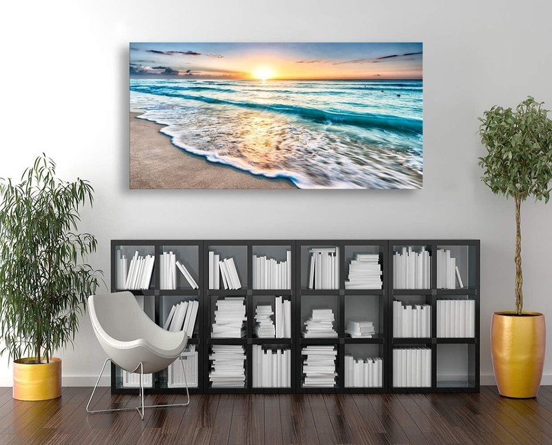 Stunning 30x60 Inch Sunset and Ocean Waves Canvas Print for Home Elegance gallery
