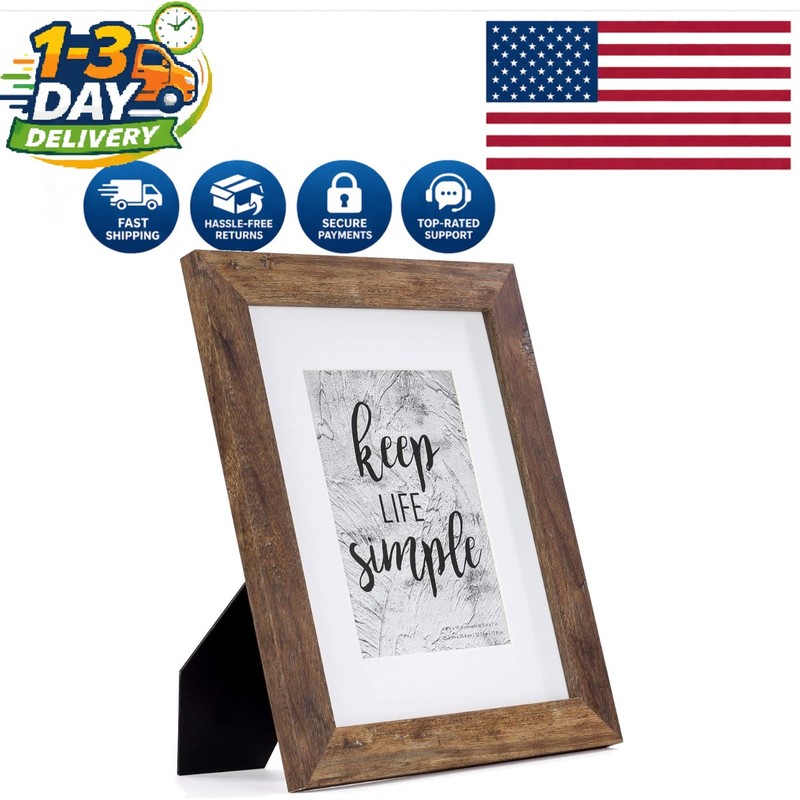 Elegant 8×10 Rotten Brown Picture Frame with White Mat for Stylish Displays