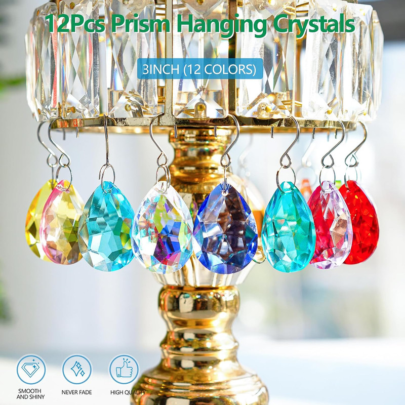 12Pcs Prisms Hanging Crystals 38Mm Multicolor Bauhinia Mix-Color gallery