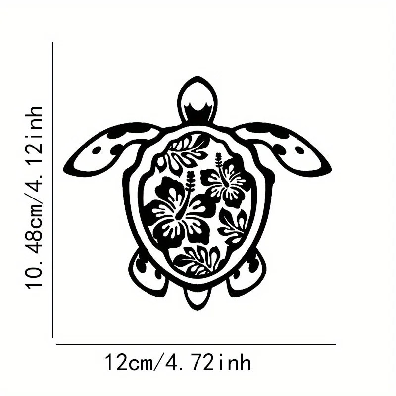 A Turtle Sticker - Vinyl Self Adhesive Car Sticker with Hawaiian Floral Design，D gallery