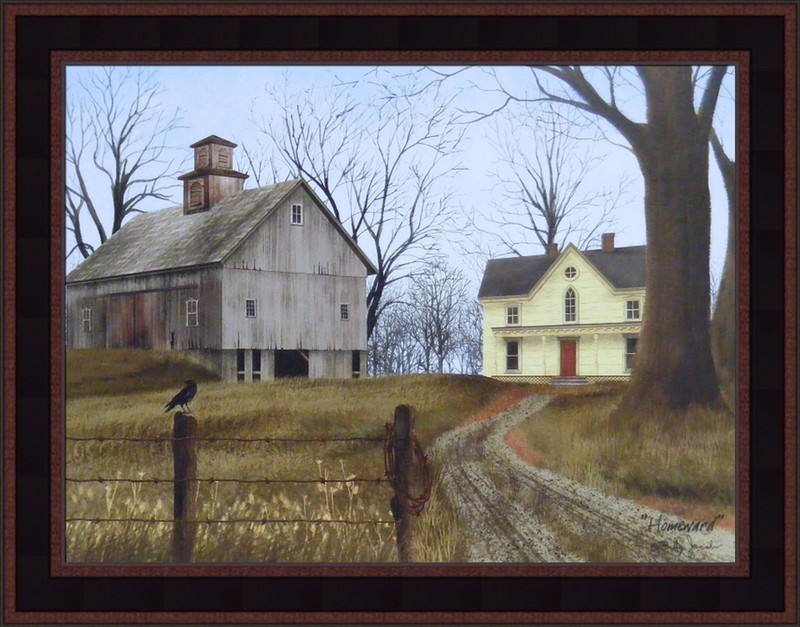 HOMEWARD by Billy Jacobs 15×19 Weathered Barn Farmhouse Bird Crow FRAMED PICTURE
