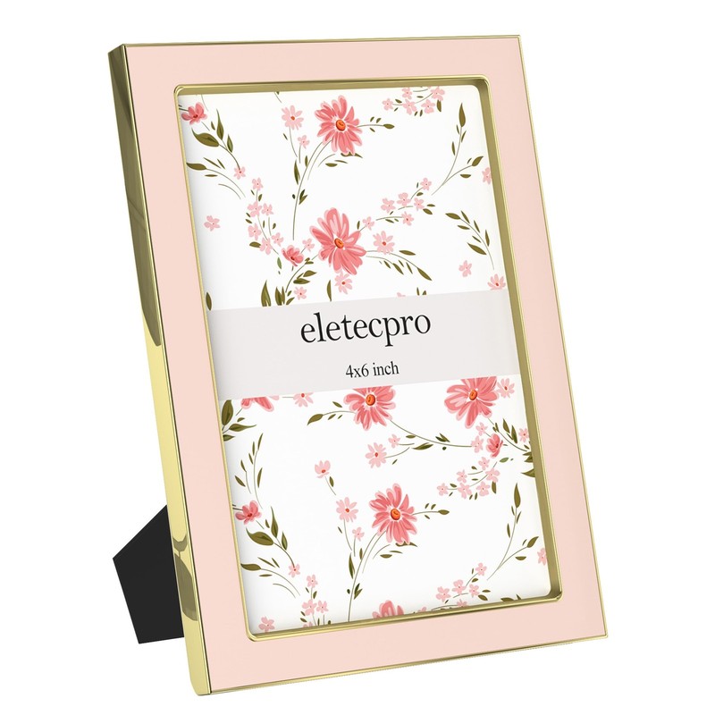4×6 Enamel Picture Frame with Real Glass Cover, 1 Pack Pink Photo Frame with …