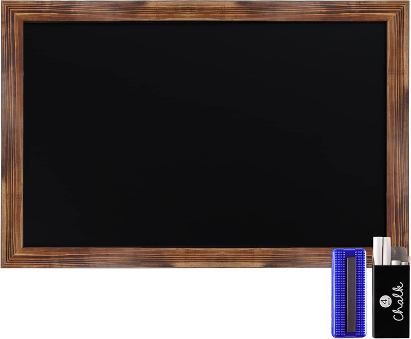 Rustic 24×36 Inch Magnetic Wall Chalkboard in Torched Brown Finish
