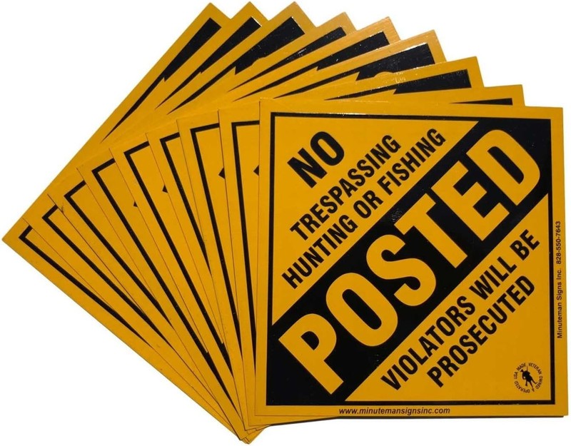 10 Count No Trespassing Signs - Rust-Free Aluminum, Yellow, 5.5"x5.5" gallery