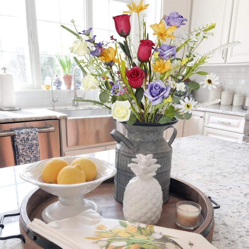 7 Pcs Wildflowers Artificial Flowers Daisies Roses and Lilies Faux Wildflower... gallery