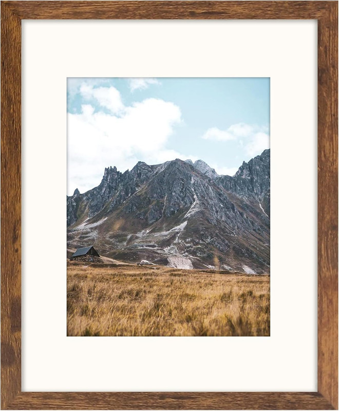 11×14 Brown Picture Frame with Mat for 8×10 Rustic Wall Photo Frame 1 Pack