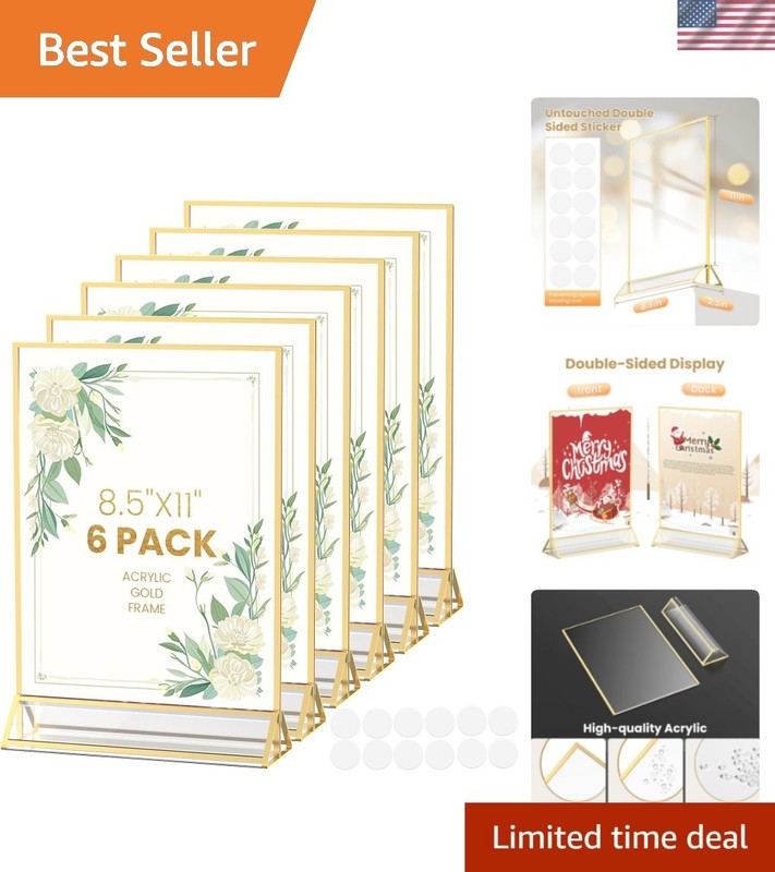 Acrylic Sign Holder 8.5X11 Gold Frames Double-Sided Gold Picture Frames for F…