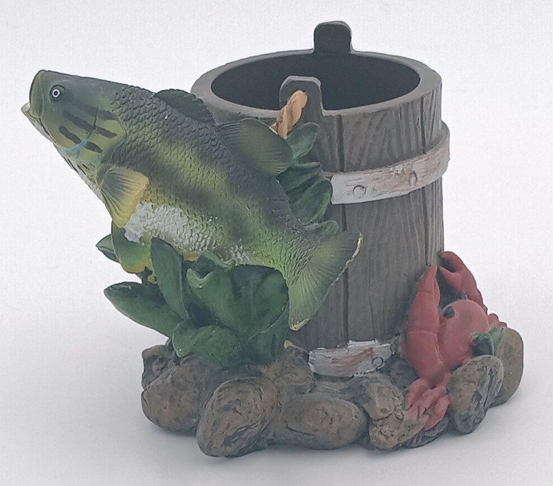Fish and Bucket Planter Pencil Holder succulents 3in tall Lake Cabin Ocean Home
