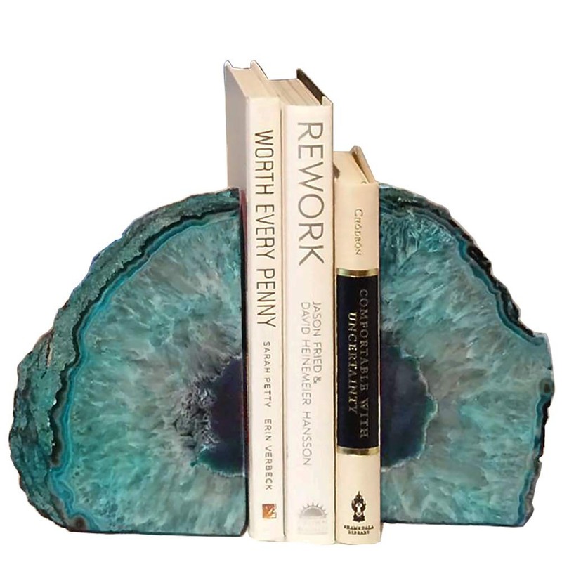 Agate Geode Bookends Heavy Duty Stone Book Ends Decorative Bookend Holder Hom…