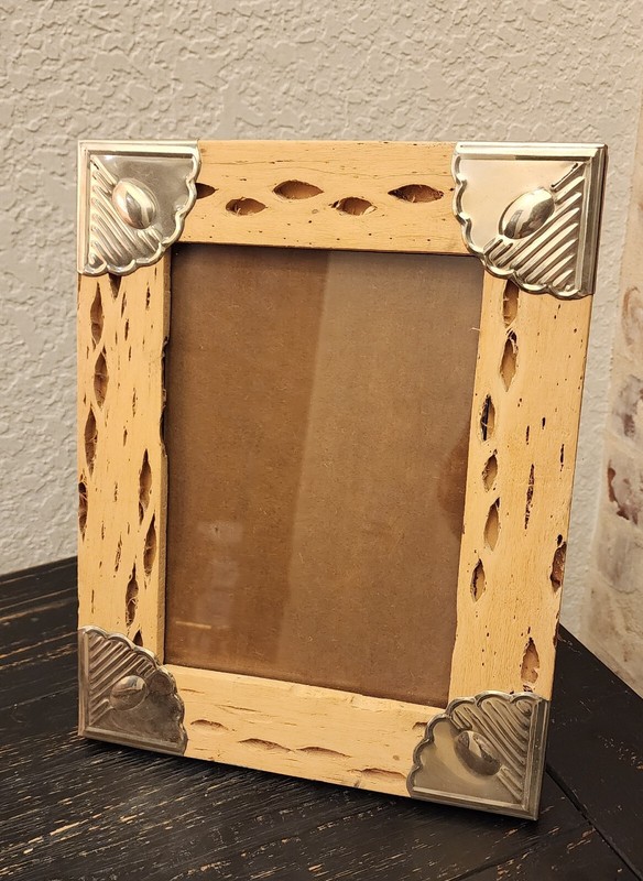 Rustic Western Wooden Picture Photo Frame Silver Cactus Wood Southwest 5×7