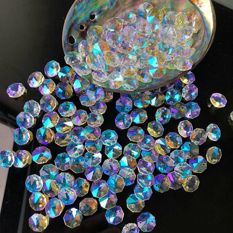 14MM 100X AB Octagonal Rainbow Beads Crystal-Chandelier-Suncatcher-Pendant Craft gallery