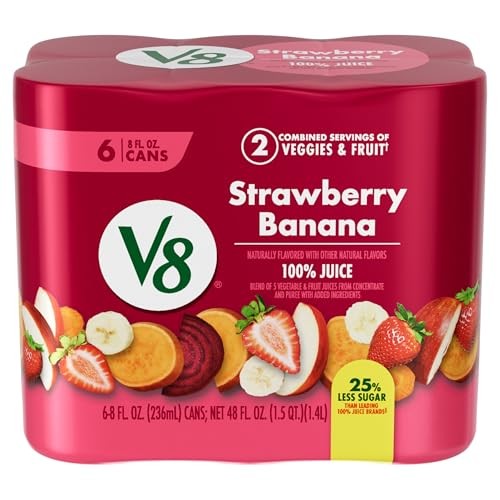 100% Fruit and Vegetable Juice, 8 fl oz 8 Fl Oz (Pack of 6) Strawberry Banana