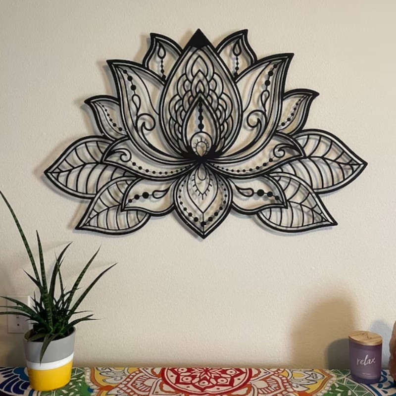 Black Mandala Iron Wall Art Zen Meditation Decoration For Living Room Bedroom