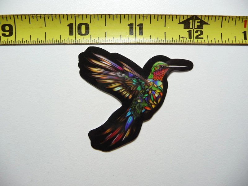 HUMMINGBIRD SMALL STICKER DECAL STAINED GLASS STYLE BEAUTIFUL COLORS