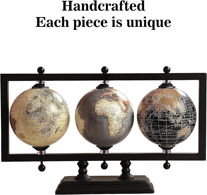 Set of 3 4'' Earth Globe for Desk Elegant Office Decor World Globe Sturdy Metal gallery